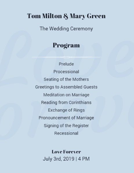 结婚典礼流程单