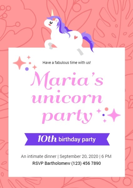 Cute Pink Unicorn Birthday