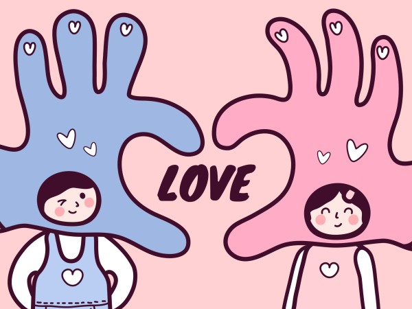 情人节插画粉色告白示爱情电子贺卡