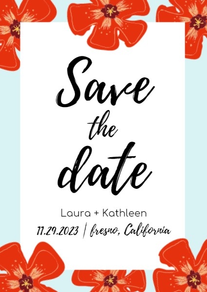 Red Flower Save The Date
