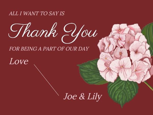 Pink Floral Wedding Thank You Card