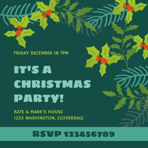 Green Christmas Party Invitation