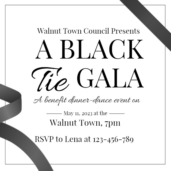 Simple Black And White Black Tie Gala