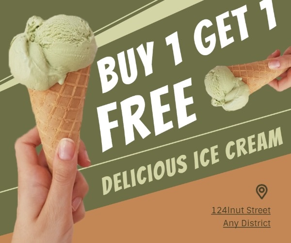 Green Ice Cream Buy One Get One Free Sale
