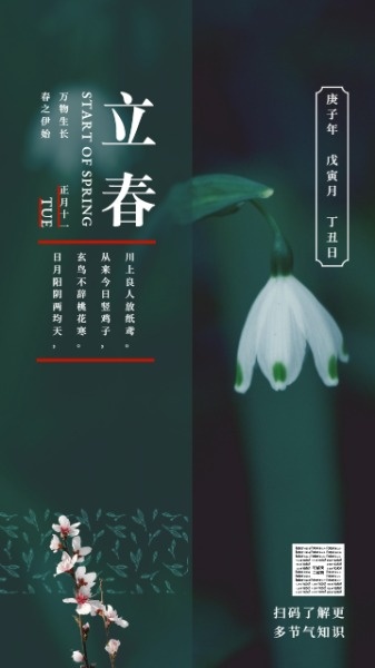 绿色中国风节日节气立春