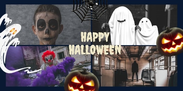 Ghost And Pumpkin Halloween Collage