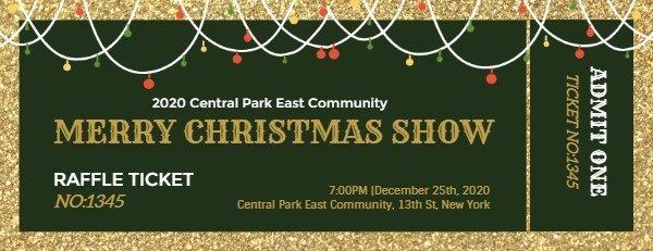 Green Merry Christmas Show Ticket