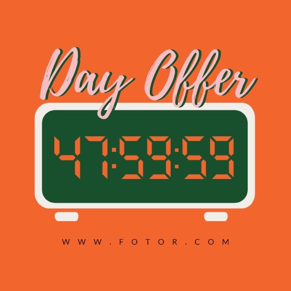 Orange Clock Countdown Limited Time Offer