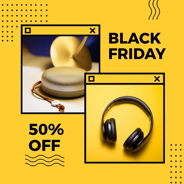 黄色耳机黑色星期五销售Instagram帖子