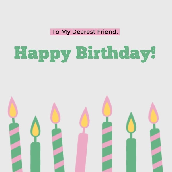 Pink And Green Candle Birthday Card