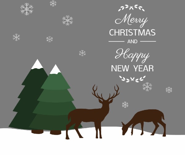 绿树和鹿圣诞节Facebook帖子