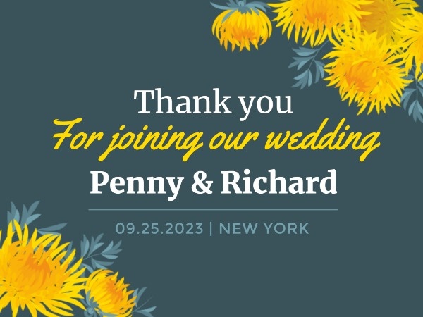 Green And Yellow Chrysanthemum Wedding Event Thank You
