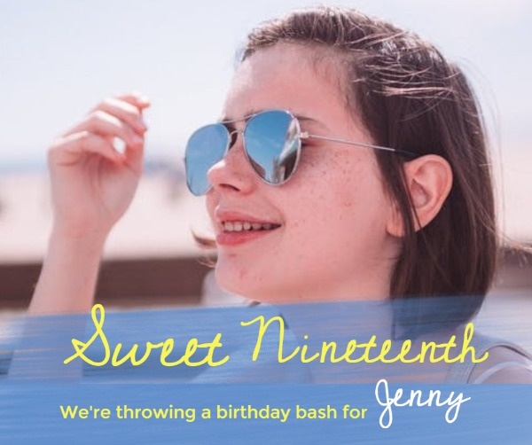 Blue Girl's Birthday Party Invitation
