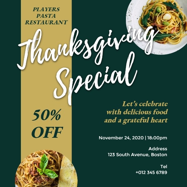 Thanksgiving Special Dishes Sale