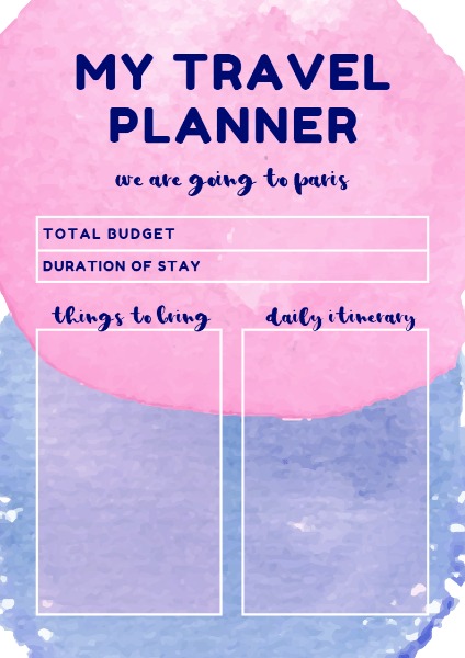 Travel Planner計劃表模板