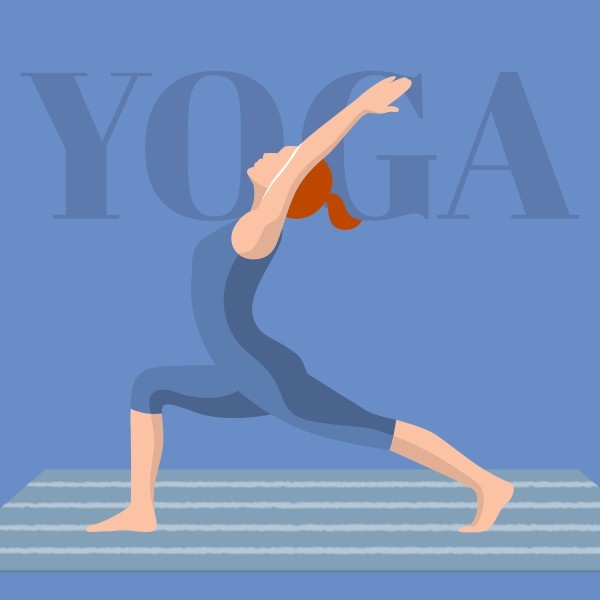 蓝色插画风格瑜伽健身运动公众号封面小图