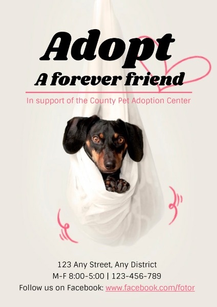 White Animal Adoption Center Poster