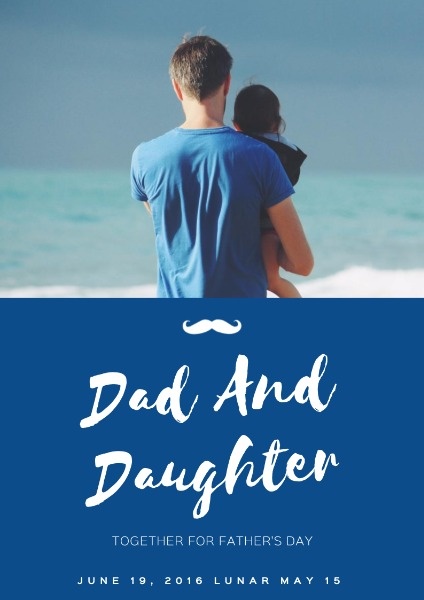 父女温情祝愿蓝色文艺