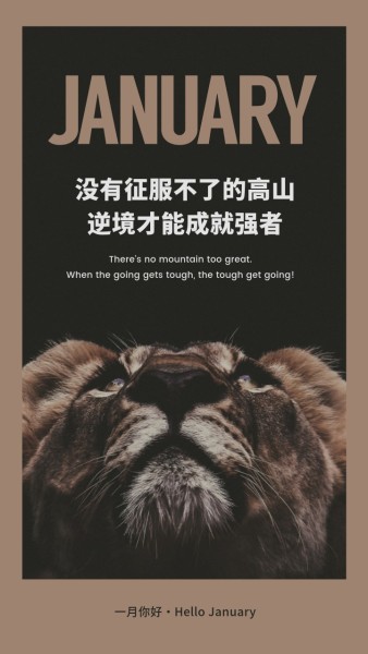 褐色狮子励志简约图文日签模板