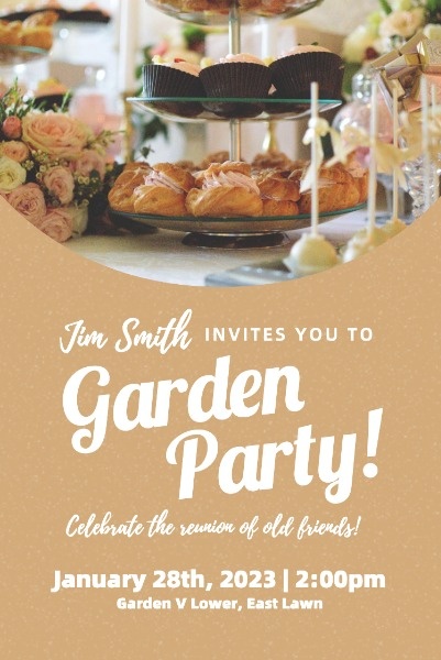 Brown Background Of Garden Party Invite