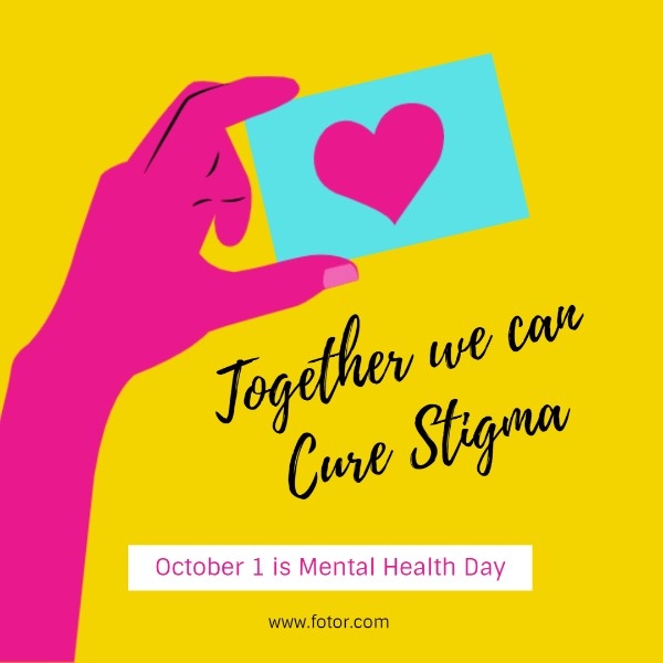 Yellow And Pink Mental Health Day Post