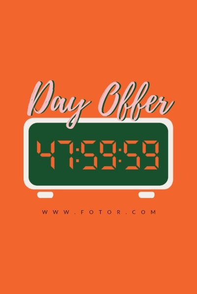 Orange Background Of Clock Countdown Limited Time Offer