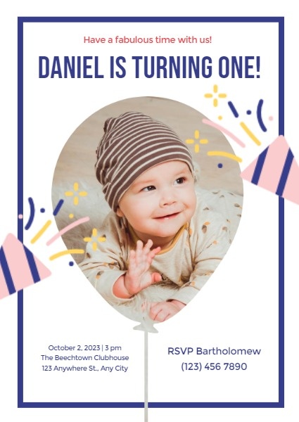 White Cute Baby Turning One Birthday