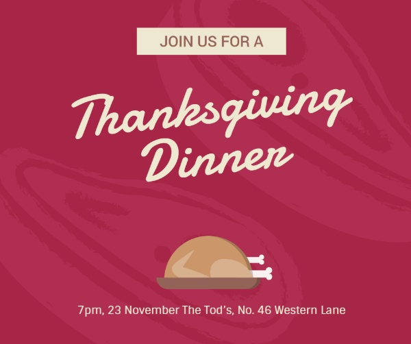 Illustrated turkey thanksgiving dinner invitation