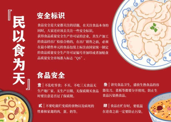 红色中国风食品安全科普手抄报