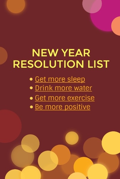 New Year Resolution List
