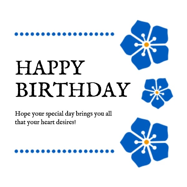 Blue Flower Birthday Greeting