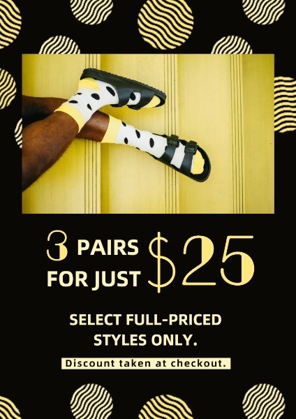 Black And Yellow Polka Dots Socks Sale