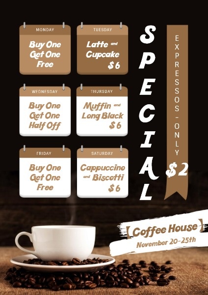 Black Coffee Shop Special Offer