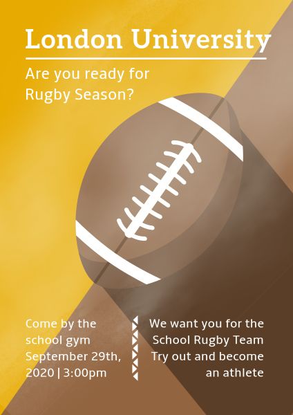 UniversityRugbyteamposter橄榄球社团招新开赛英文海报
