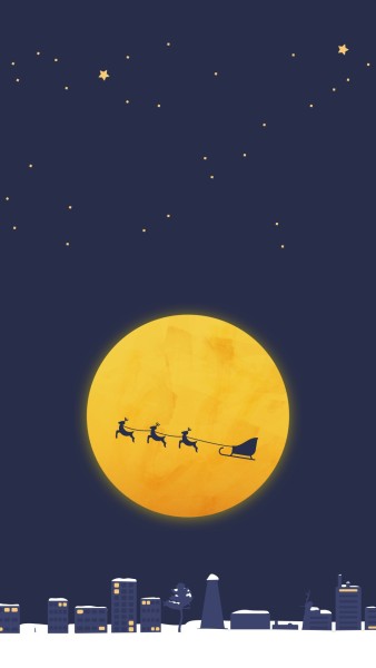 蓝色圣诞节平安夜插画手机壁纸