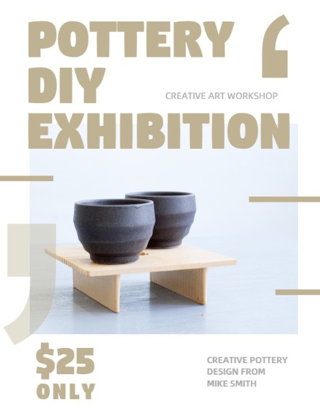 White And Golden Pottery DIY Exhibition