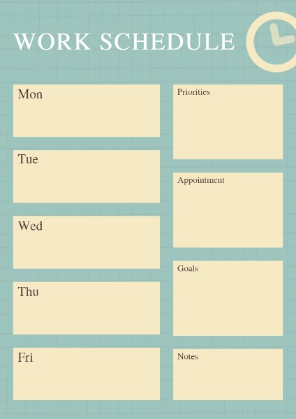 Work Schedule計劃表模板