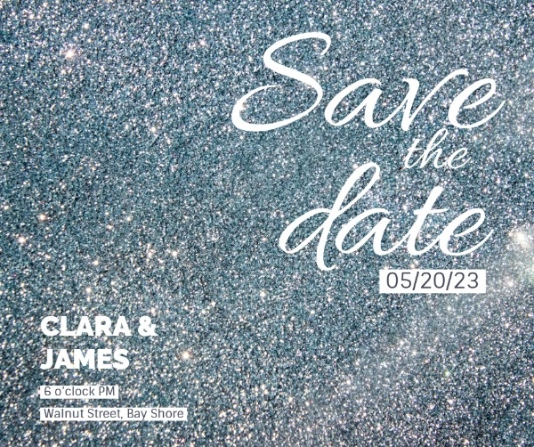 Silver Glitter Save The Date Invitation