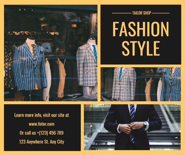 Yellow And Black Fashion Style Mens Tailor Shop