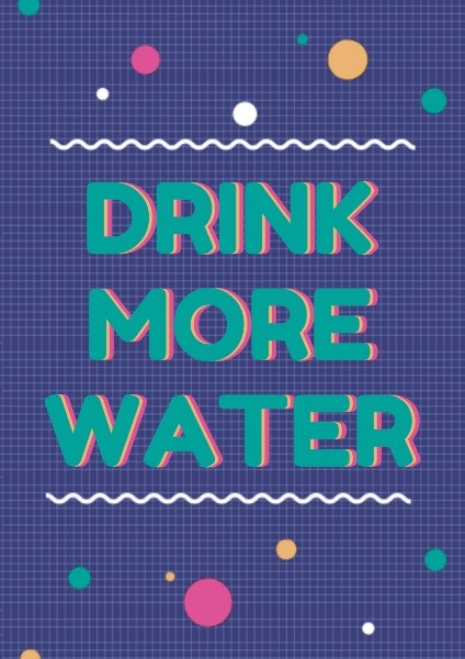 健康饮水公益紫色卡通