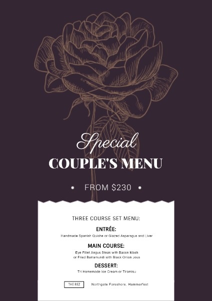 西餐厅情侣套餐宣传折扣促销紫色文艺