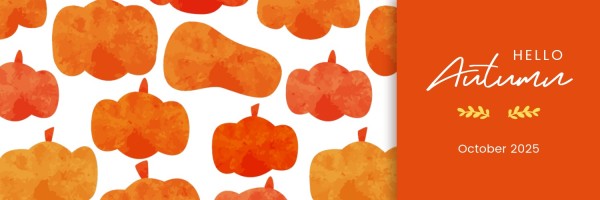 橙色插图南瓜背景秋天问候Twitter封面