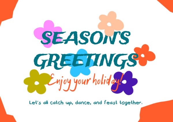 White Simple Floral Season Greeting Card