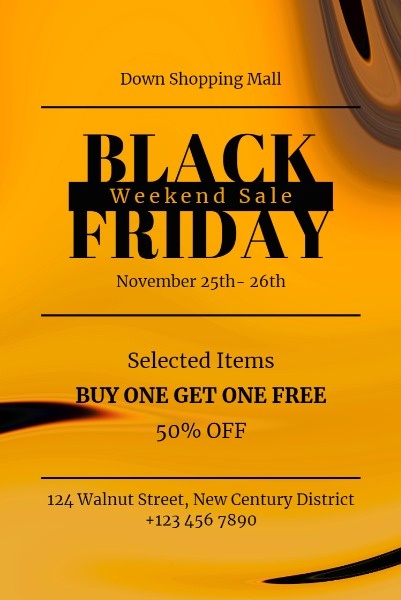 Yellow Background Of Black Friday Shopping Mall Sale