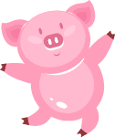 猪动物开心猪跳跃拟人