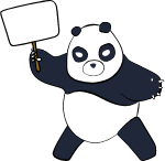 熊猫举牌子站立国宝卡通