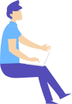 男性玩电脑装饰元素职场卡通