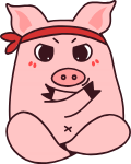 猪动物拟人叉手盘腿