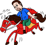 骑马人物手绘卡通装饰元素