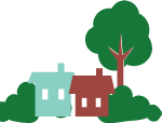 装饰元素绿色房子房屋树